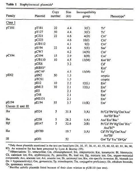 Staphylococcal Plasmids